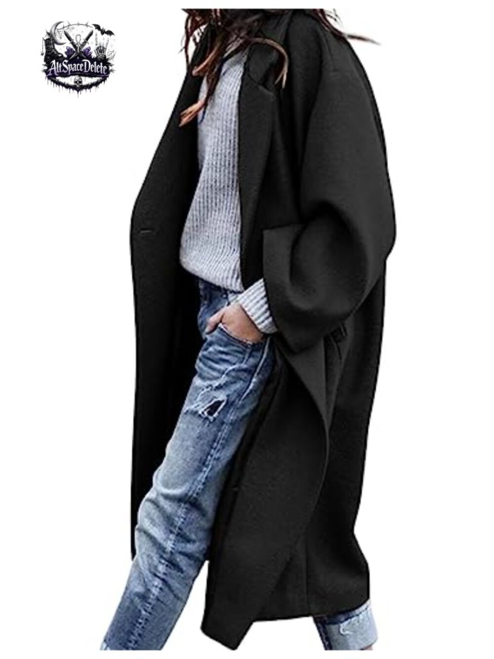 Women's Oversized Wool Blend Double Breasted Long Pea Coat